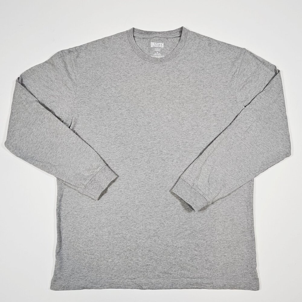 Duluth Trading Co Relaxed Fit Longtail Long Sleeve Tee Mens L Gray